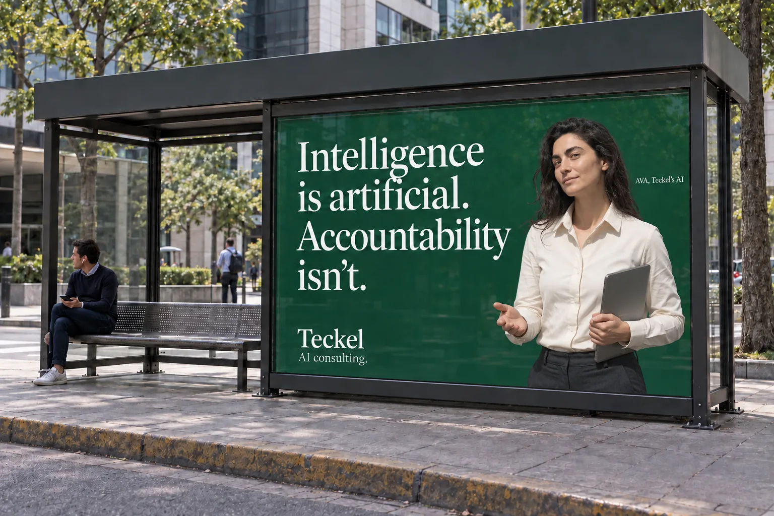 AVA, Teckel’s AI, in one of the campaign pieces.